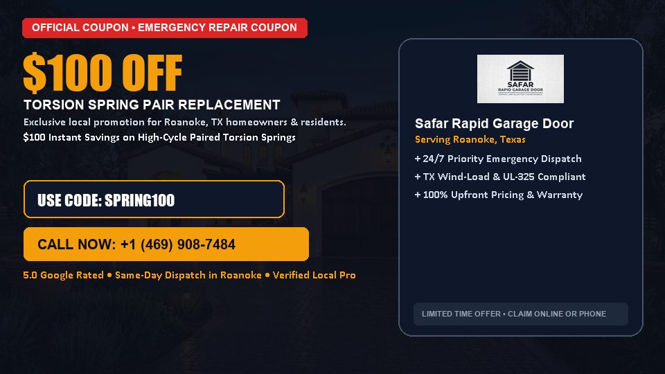 Safar Rapid Garage Door $100 OFF Dual Torsion Spring Replacement